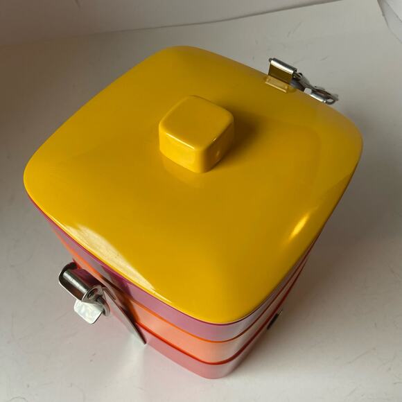 Vintage Gold Fish Brand Mid-Century Modern Melamine Stacking Lunchbox Snack Tote - Picture 6 of 12